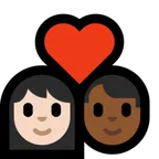 couple with heart: woman, man, light skin tone, medium-dark skin tone for Microsoft platform