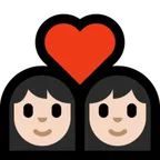 couple with heart: woman, woman, light skin tone για την πλατφόρμα Microsoft