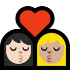 kiss: woman, woman, light skin tone, medium-light skin tone til Microsoft platform