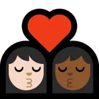 kiss: woman, woman, light skin tone, medium-dark skin tone for Microsoft platform