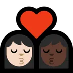 kiss: woman, woman, light skin tone, dark skin tone for Microsoft platform