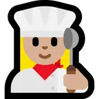 woman cook: medium-light skin tone สำหรับแพลตฟอร์ม Microsoft