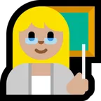 woman teacher: medium-light skin tone pour la plateforme Microsoft