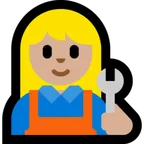 woman mechanic: medium-light skin tone สำหรับแพลตฟอร์ม Microsoft