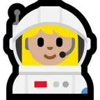 woman astronaut: medium-light skin tone สำหรับแพลตฟอร์ม Microsoft
