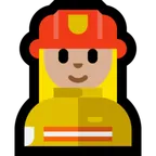 woman firefighter: medium-light skin tone สำหรับแพลตฟอร์ม Microsoft