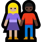 Microsoft dla platformy woman and man holding hands: medium-light skin tone, dark skin tone