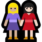 Microsoft dla platformy women holding hands: medium-light skin tone, light skin tone