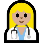 woman health worker: medium-light skin tone for Microsoft platform
