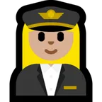 Microsoft platformu için woman pilot: medium-light skin tone