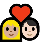 Microsoft प्लेटफ़ॉर्म के लिए couple with heart: woman, man, medium-light skin tone, light skin tone