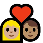 couple with heart: woman, man, medium-light skin tone, medium skin tone per la piattaforma Microsoft