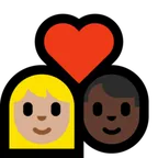 couple with heart: woman, man, medium-light skin tone, dark skin tone für Microsoft Plattform