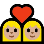 couple with heart: woman, woman, medium-light skin tone สำหรับแพลตฟอร์ม Microsoft