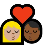 kiss: woman, man, medium-light skin tone, medium-dark skin tone for Microsoft platform