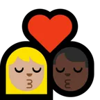 kiss: woman, man, medium-light skin tone, dark skin tone لمنصة Microsoft