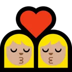 kiss: woman, woman, medium-light skin tone for Microsoft platform