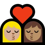 Microsoft প্ল্যাটফর্মে জন্য kiss: woman, woman, medium-light skin tone, medium skin tone