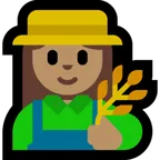 woman farmer: medium skin tone til Microsoft platform