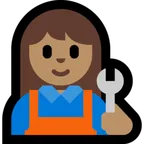 woman mechanic: medium skin tone สำหรับแพลตฟอร์ม Microsoft