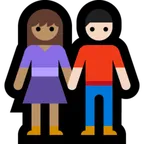 Microsoft 플랫폼을 위한 woman and man holding hands: medium skin tone, light skin tone