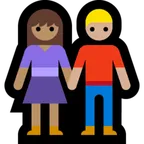 woman and man holding hands: medium skin tone, medium-light skin tone for Microsoft platform