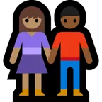 woman and man holding hands: medium skin tone, medium-dark skin tone for Microsoft platform