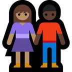woman and man holding hands: medium skin tone, dark skin tone για την πλατφόρμα Microsoft