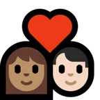couple with heart: woman, man, medium skin tone, light skin tone untuk platform Microsoft