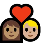 couple with heart: woman, man, medium skin tone, medium-light skin tone per la piattaforma Microsoft