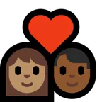 couple with heart: woman, man, medium skin tone, medium-dark skin tone per la piattaforma Microsoft
