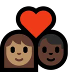 couple with heart: woman, man, medium skin tone, dark skin tone per la piattaforma Microsoft