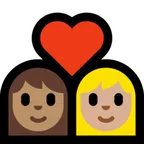 couple with heart: woman, woman, medium skin tone, medium-light skin tone para la plataforma Microsoft