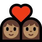 couple with heart: woman, woman, medium skin tone pentru platforma Microsoft