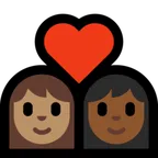 couple with heart: woman, woman, medium skin tone, medium-dark skin tone para a plataforma Microsoft