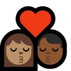 kiss: woman, man, medium skin tone, medium-dark skin tone alustalla Microsoft