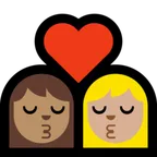 Microsoft প্ল্যাটফর্মে জন্য kiss: woman, woman, medium skin tone, medium-light skin tone