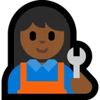 woman mechanic: medium-dark skin tone สำหรับแพลตฟอร์ม Microsoft