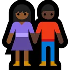 Microsoft cho nền tảng woman and man holding hands: medium-dark skin tone, dark skin tone