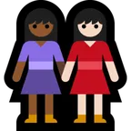 Microsoft dla platformy women holding hands: medium-dark skin tone, light skin tone