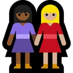 women holding hands: medium-dark skin tone, medium-light skin tone für Microsoft Plattform
