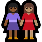 women holding hands: medium-dark skin tone, medium skin tone for Microsoft platform