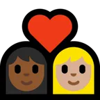 couple with heart: woman, woman, medium-dark skin tone, medium-light skin tone สำหรับแพลตฟอร์ม Microsoft