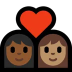 Microsoft cho nền tảng couple with heart: woman, woman, medium-dark skin tone, medium skin tone