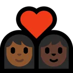 couple with heart: woman, woman, medium-dark skin tone, dark skin tone for Microsoft platform