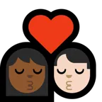kiss: woman, man, medium-dark skin tone, light skin tone for Microsoft platform