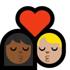 kiss: woman, man, medium-dark skin tone, medium-light skin tone for Microsoft platform