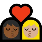 kiss: woman, woman, medium-dark skin tone, medium-light skin tone untuk platform Microsoft