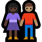 woman and man holding hands: dark skin tone, medium skin tone για την πλατφόρμα Microsoft