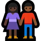 Microsoft cho nền tảng woman and man holding hands: dark skin tone, medium-dark skin tone